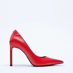 Zara Leather Red Heels-Nwt